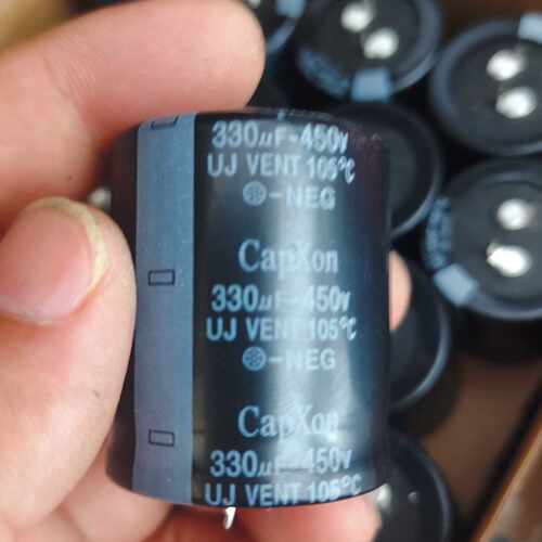 议价CapXon 330uF 450V 105牛角脚电解电容1维修