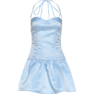 #Sisjuly#甜美生日宴会小礼服 海纹月贝浮光性感修身吊带连衣裙女