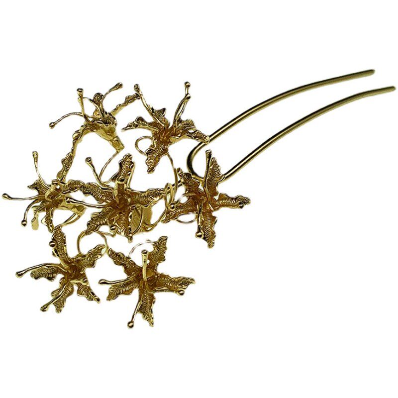 彼岸花纯银镀金簪子古风