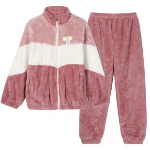 情侣睡衣冬季珊瑚绒女士加厚加绒保暖法兰绒休闲家居服男款套装