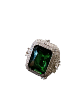 女天然锆石法式几何文艺戒指