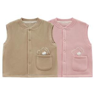 拉比儿童马夹不倒绒休闲外出2025秋冬新款男女童护肚加绒保暖马甲