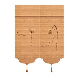 中式门帘隔断帘客厅过道入户门隐私半遮挡屏风挂帘卷拉式竹帘卷帘