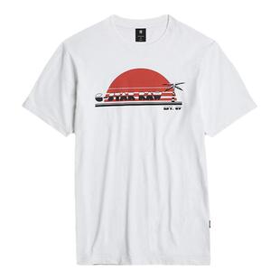 G-STAR RAW男士夏季简约修身潮流图案罗纹短袖圆领短袖T恤D24689