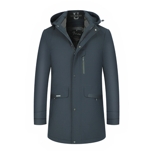 皮尔卡丹鹅绒羽绒服男中年冬季新款活里活面加厚中长款外套爸爸装