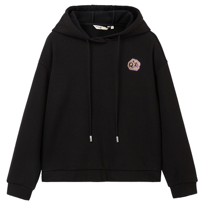 布景宽松连帽加绒卫衣