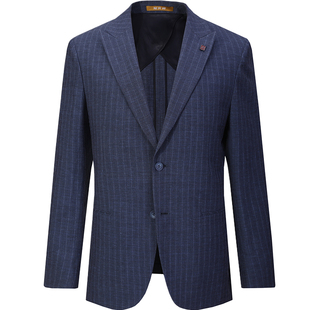 隆庆祥量体定制西服套装 混纺两件套商务休闲条纹