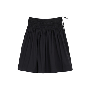 pusumede 优雅灵动 白色高腰蓬蓬短裙女宽松氛围感系带A字半身裙