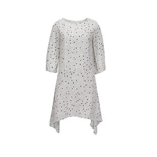 chaber巧帛秋季新品蕾丝连衣裙温柔风白裙黑点裙女裙子