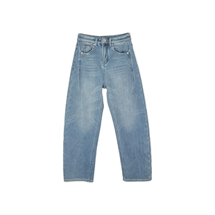 收胯一jue！~密密绒弯刀牛仔裤女秋冬新款保暖加厚宽松阔腿长裤子