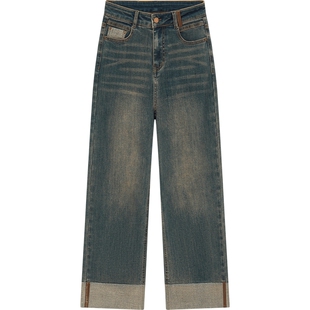 爱居兔显瘦加绒牛仔裤女冬季新款显腿长烟管裤