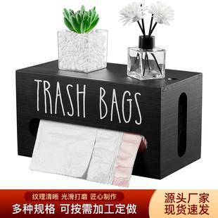 木制垃圾袋盒乡村风格 农舍塑料袋分配器木盒垃圾袋 分配器壁挂式