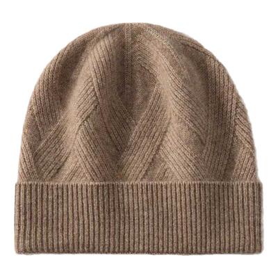 冬季加厚100%纯山羊绒绞花帽男女