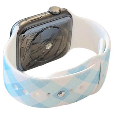 适用iwatch表带菱格纹格子硅胶