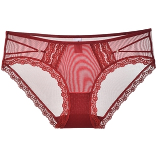 3件129|商场同款MYBODY内裤女纯棉底裆性感网纱蕾丝中低腰三角裤