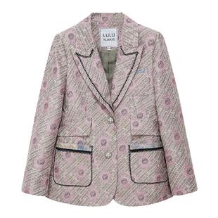 我爱露露LULUALWAYS秋季时尚休闲粉色休闲西装外套