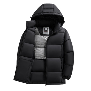 皮尔卡丹鹅绒羽绒服2025新款短款加厚男女同款面包服防风保暖外套