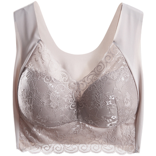 大码内衣女200斤大胸显小无钢圈薄款中年妈妈美背背心式文胸胸罩