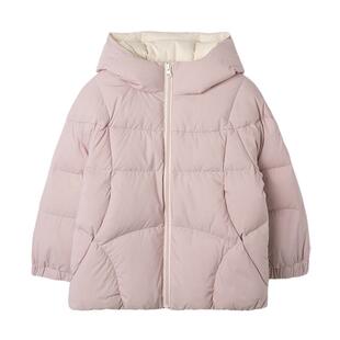 Mitti2025冬新款儿童羽绒服女童纯色连帽短外套包包保暖加厚上衣