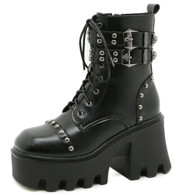 马丁靴松糕厚底长靴超细纤维橡胶