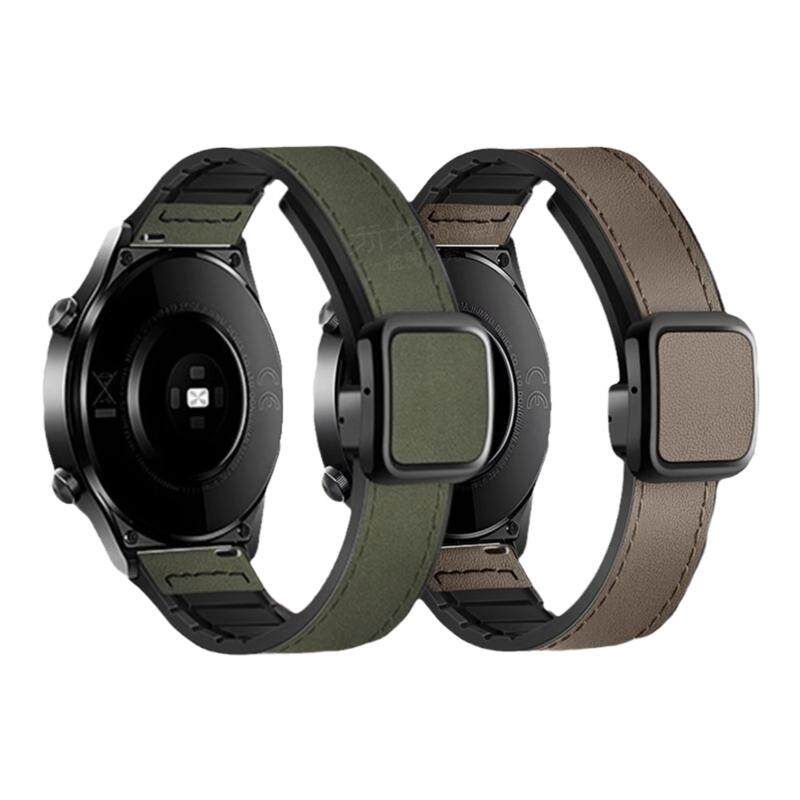 适用vivowatch5手表带watchGT2透气磁吸扣iqoo疯马纹真皮腕表带watch3复古2运动智能皓月星辉男士腕带女生