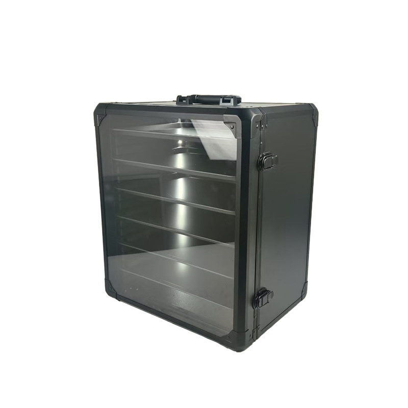 厂家直供铝合金氛围灯带展示柜收藏磁吸公仔透明箱可堆叠工具箱