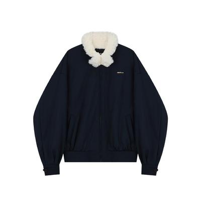 WE11DONE25早秋女士人造毛哈灵顿夹克休闲小logo外套简约