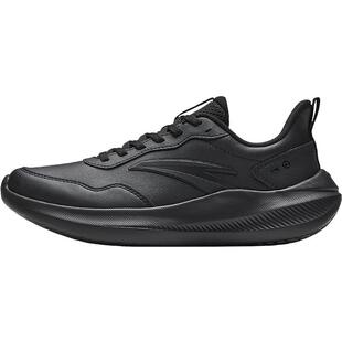 安踏女鞋黑色运动鞋女晴空2026春季新款皮面防水不累脚软底跑步鞋