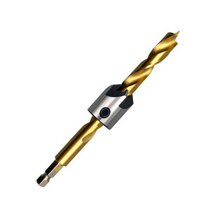 木工镀钛六角柄三尖沉孔钻头套装开孔钻导向钻沉孔倒角器木板打孔