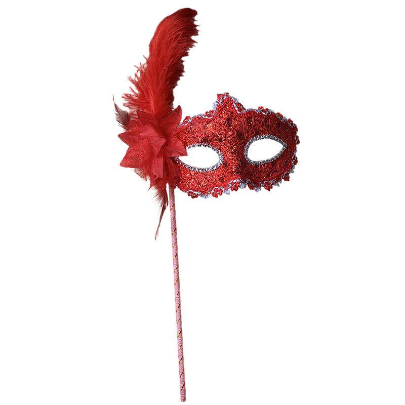 羽毛手持面具古风眼罩情趣中国风万圣节化妆舞会面具半脸面具女