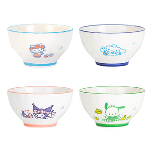 库洛米釉下彩儿童饭碗家用2025新款高颜值陶瓷碗可爱碗盘餐具套装