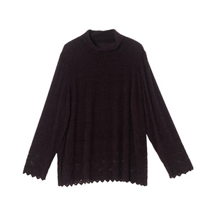 【羽毛纱】美丽客栈大码女装蕾丝打底衫2025冬新款胖mm半高领上衣