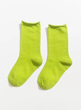 baby女童棉质款中筒卷边长袜子