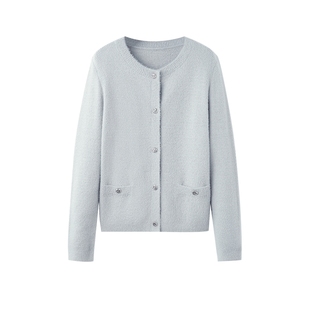 TKY SHOP小香风气质短款针织开衫女春季新款宽松显瘦圆领毛衣外套