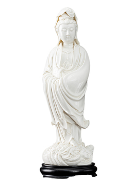 渡海观世音菩萨玉白瓷摆件