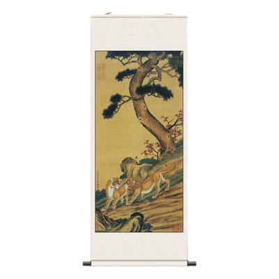 丝绸画卷轴画成品挂画客厅