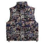 男士防风立领棉马甲外穿男字母提花2025新款冬季加厚保暖棉衣外套