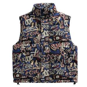 男士防风立领棉马甲外穿男字母提花2025新款冬季加厚保暖棉衣外套