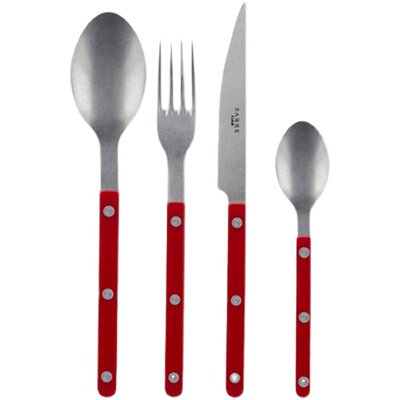 SabreParis餐具白色红色蕨绿