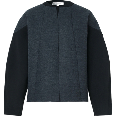 【折扣】Enfold 女秋冬廓形绵混纺拼接针织外套