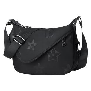 日韩2025新款单肩斜挎女包防水牛津布休闲百搭双拉链多夹层大容量