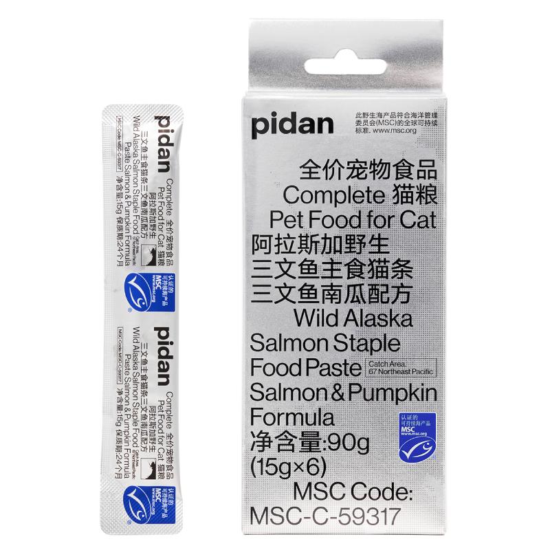 pidan全价宠物食品猫粮阿拉斯加主食猫条湿粮猫咪主粮猫条15g*6