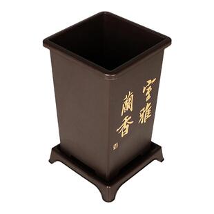 仿紫砂盆栽塑料兰花盆方形陶瓷多肉花盆室内仿古桌面盆景盆配托盘