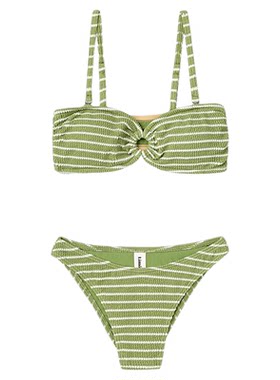 【高叶同款】Limone新款分体泳衣女绿色比基尼海边度假绝美泳装