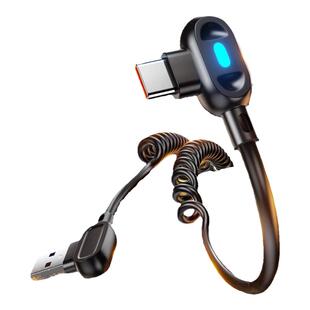 广逸双弯头弹簧120W超级快充6A数据线伸缩车载typec充电线适用于华为/荣耀手机安卓USB-Typec器线carplay