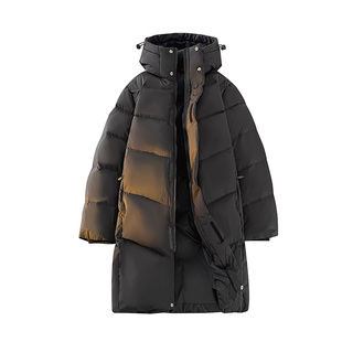 鸭鸭中长款羽绒服男士冬季加厚2025新款青少年保暖防寒服连帽外套