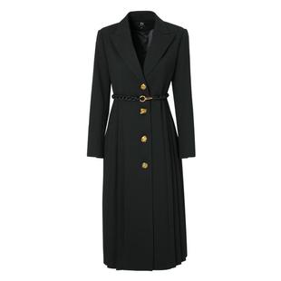 IDPAN女装高级感通勤大衣女冬季新款压褶设计感显瘦长款外套