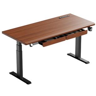 三梦实木电动升降桌台式电脑桌子家用办公桌书桌双人学习桌工作台