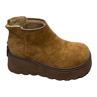 复古小个子切尔西靴加绒保暖短靴