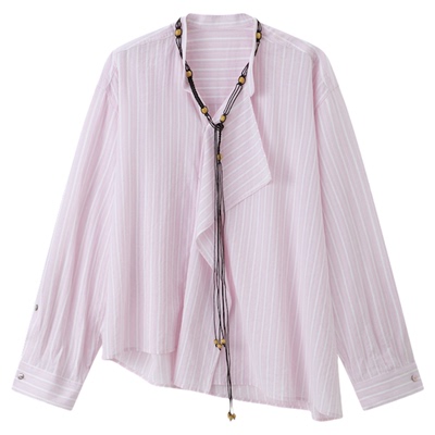 RUISHI芮时立领条纹提花衬衫